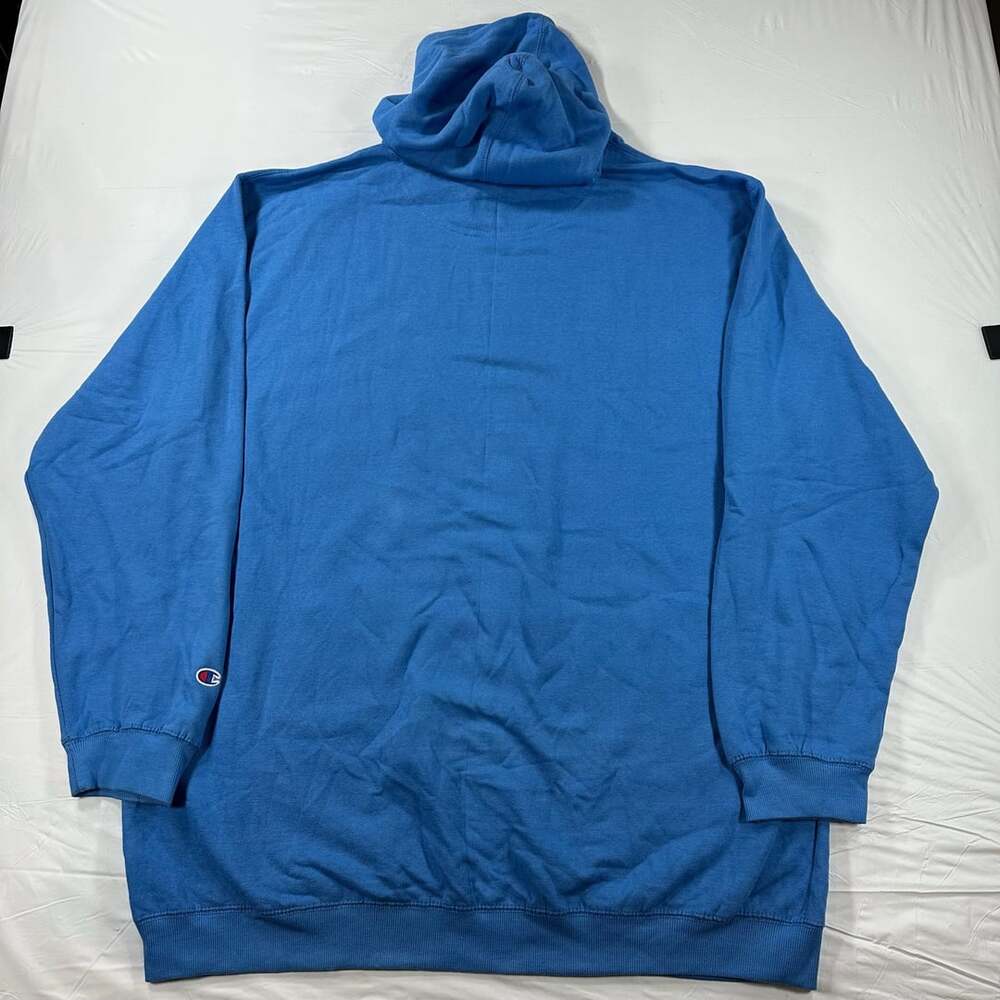 Champion Hoodie Mens Size 2XLT Blue Script Logo Pullover Fleece - Picture 2 of 7